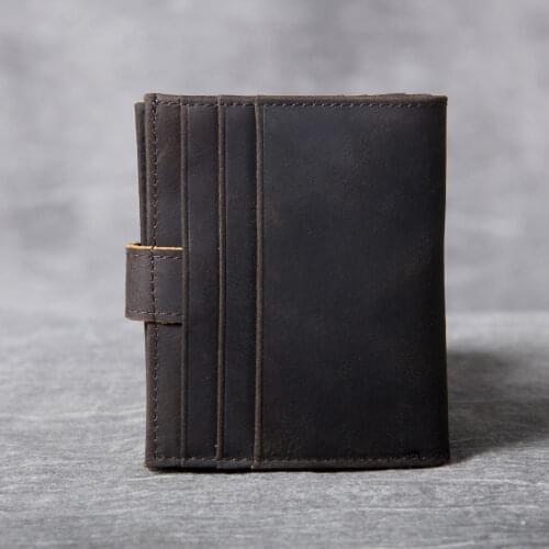 Top Layer Cow Leather Genuine Leather Men Slim Wallets Card Holder Male Small Wallets Black Purses Thin Wallet for Card
