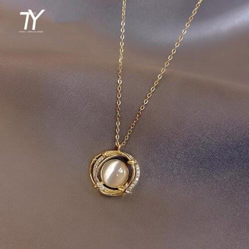 2021 New Classic Whirlpool Opal Pendant Necklace For Woman Korean Fashion Jewelry Sexy Girls Clavicle Chain Short Neck Chain
