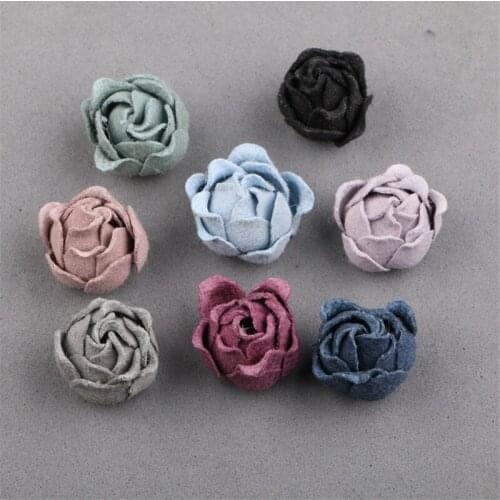 Newest 40PCS 3D Rose Flower Hair Jewelry DIY Decor Handmade Floral Garment Clips Shoes Headband Patch Sticker Button