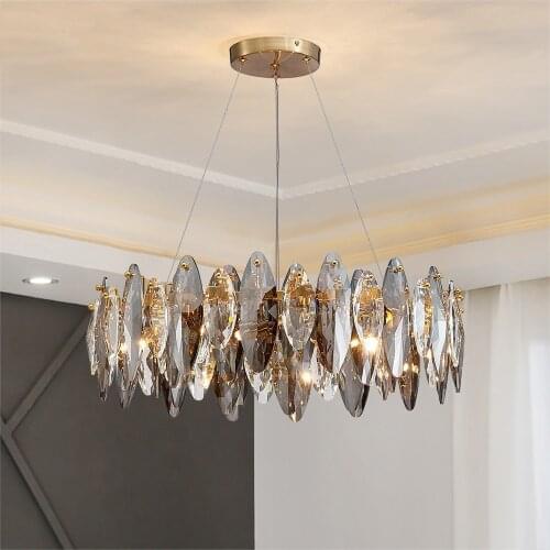 Postmodern Luxury Crystal LED Chandelier For Villa Living Dining Room Simple Luminaires Creative Round Hotel Gold Hanging Lights