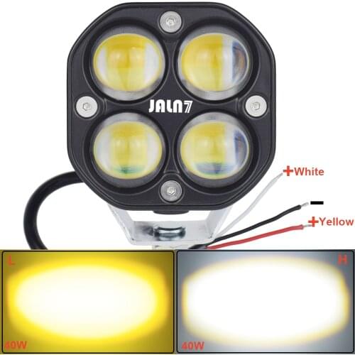 LED Light MOTO Car Driving Lights 40W Yellow White Motorcycle Truck Work Lighting Fog Lamp Double Color Jeep Offroad SUV 12V 24V