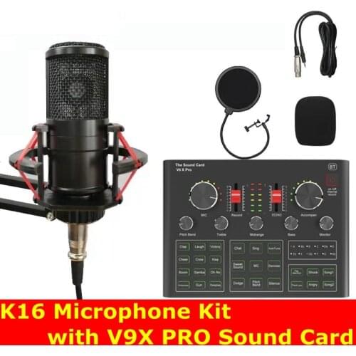 V9X PRO Sound Card Condenser Microphone Kit DSP Noise Reduction Mic for Karaoke Studio Live DJ Smartphone PC Gaming BM800