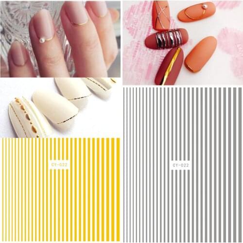 1 Sheet Rose Gold Silver Black 3D Nail Sticker Curve Stripe Lines Nails Stickers Adhesive Striping Tape Nail Art Stickers Decals