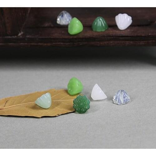 10Pcs/Lot Lotus Glass White/Green Beads DIY Jewelry Handmade Craft Necklace Clothes Craft Acceessories aft Supplie