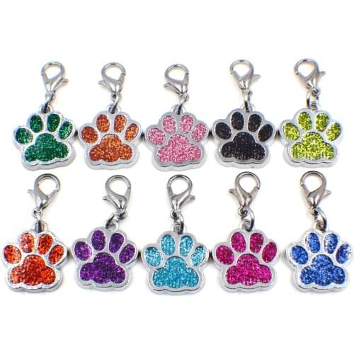 100pcs mixed color HC358-1 Bling Enamel Cat Dog/Bear Paw Prints fit Rotating Lobster Clasp Key Chain Keyrings bag Jewelry Making