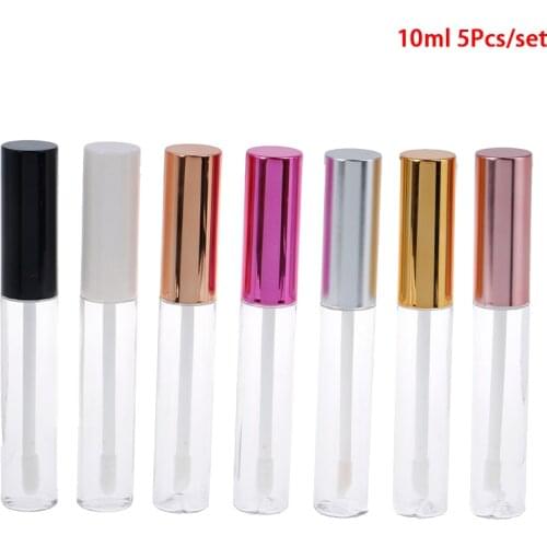 5pcs/lot 10ml Lipgloss Tube Labial Circular Tubes Empty Lip Gloss Tube Plastic Body Lip Glaze Bottle