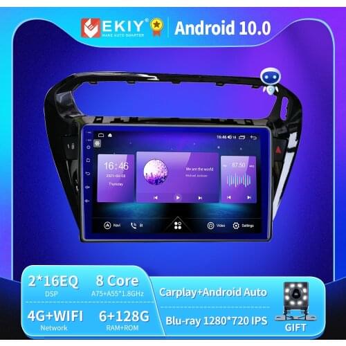 EKIY 6+128G 8 CORE Autoradio Android 10 For Peugeot 301 Citroen Elysee 2014-2018 Car Radio Multimedia IPS QlED Navi GPS no 2din