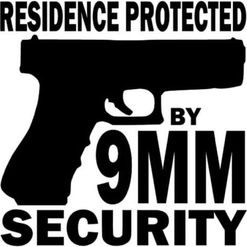 Car Style Pistol Game Residence Is Protected By 9mm Safety Sticker Fashion Decoration Auto Accessories Waterproof Decal