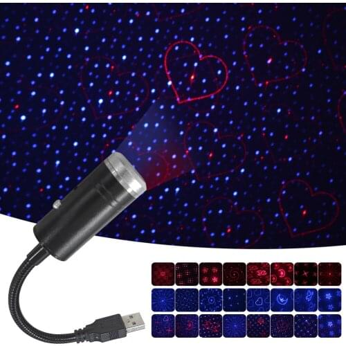 Car Roof Star Ambient Light Romantic USB Night Atmosphere Lamp Home Interior Decoration Mini Ceiling Projector Galaxy Adjustable