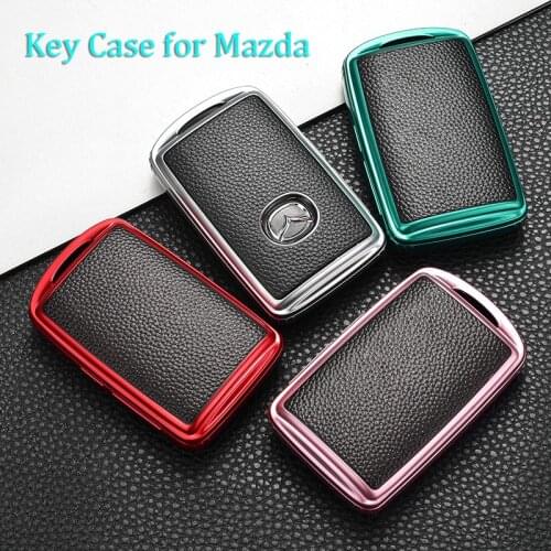 Key Case Cover for Mazda 3 Alexa CX4 CX5 CX8 2019 2020 Accessories 3 buttons Smart Keychain Remote Shell PU TPU