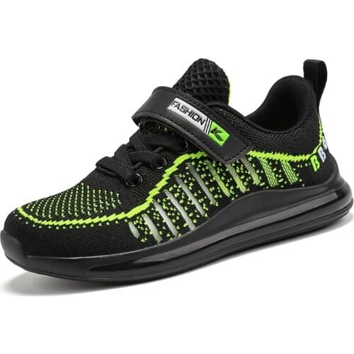 Kids Running Shoes Boys Basket Sneakers Summer Autumn Trainers Velcro Breathable Child Walking Shoes Black Men Air Cushion Shoe