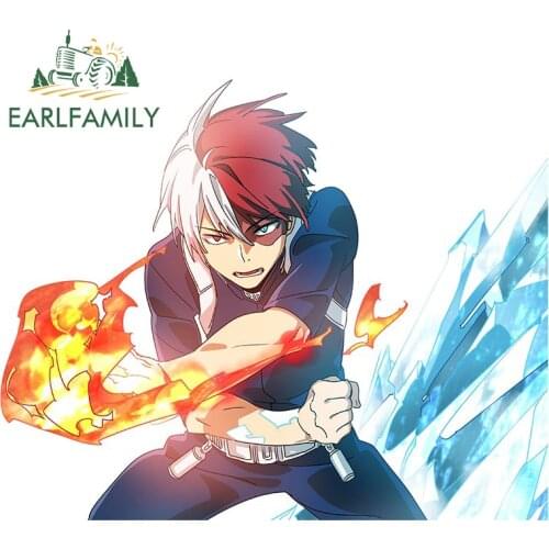 EARLFAMILY 13cm x 10.5cm Anime Car Stickers for My Hero Academia Todoroki Decals Creative Laptop Motorcycle Car Wrap Decor