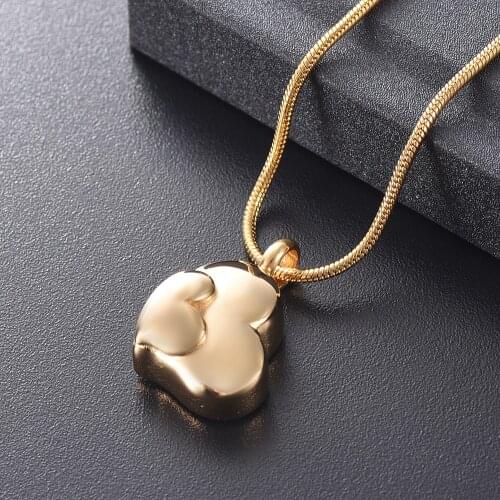 IJD12436 Gold Double Heart Shaped Cremation for Ashes Urn Keepsake Pendant Necklace Pet Memorial Souvenir Women