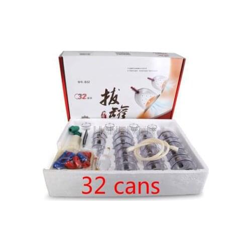 Cheap 32 Pieces Cans cups chinese vacuum cupping kit pull out a vacuum apparatus therapy relax massagers curve suction pumps