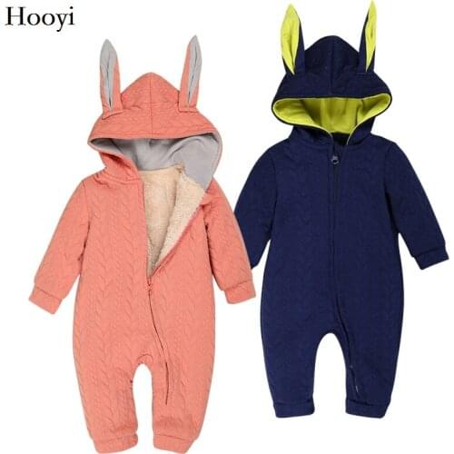 Fleece Thick Baby Rompers Bunny Boys Clothes Newborn Jumpsuits Infant Clothing Girl Overall Bebe Roupas Rabbit Hooded Outfits