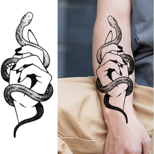 Creative Sanke Hands Temporary Tattoos For Adult Beautiful Body Art Arm Hands Tatoos Sticker For Bride Stage Fake Black Tattoos