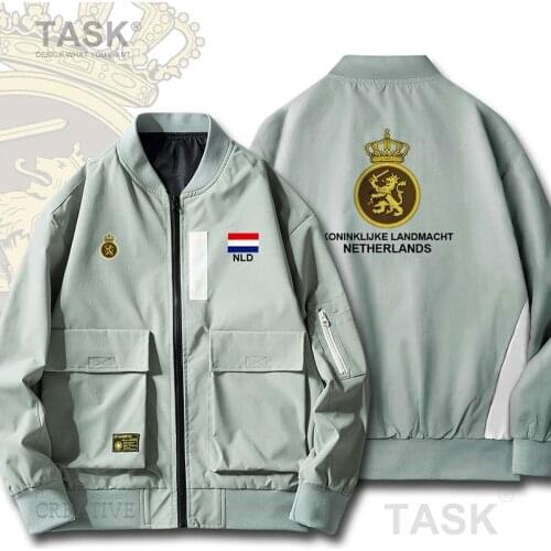 Bomber Military Biker Jacket Army Netherlands Low Countries Holland Dutch NLD Printed Pilot Bomber Jacket Casual Windbreaker