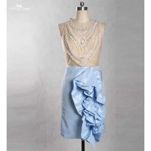 LZF073 Real Photos Evening Dress Luxurious Beading Dresses Robe De Soiree Courte Evening Gown Prom Dresses