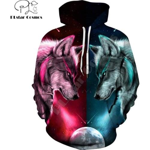 Yin Yang Moon Wolf 3D All Over Printed Mens autumn Hoodie Fashion Unisex Casual Pullover Streetwear Jacket Tracksuits 13 styles