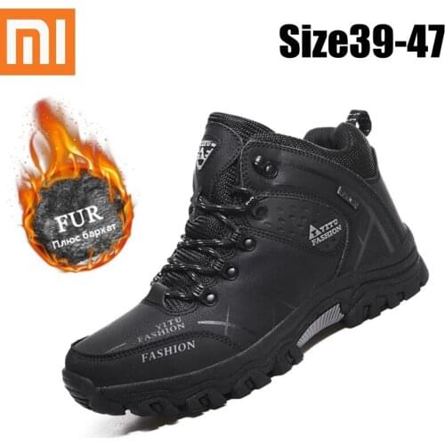 Xiaomi Men Winter Snow Boots Waterproof Non-slip Sneakers Warm Men Boots Outdoor Hiking Boots Rubber Wear-resistant Work Shoes
