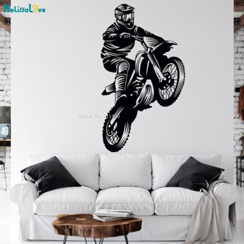 Mountain Motocross Wall Sticker Home Decor Free style Dirt Bike Sport Motorcycle Removable Man Teenager Room Decals YT4245