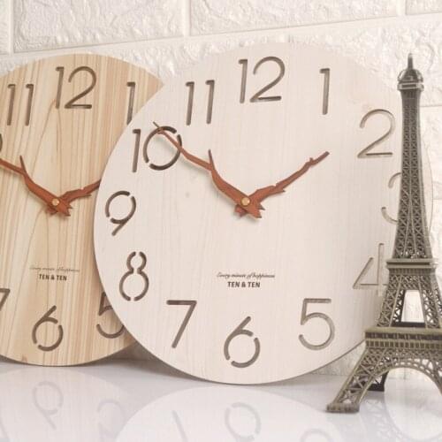 Modern Design Nordic Childrens Room Decoration Wooden 3D Wall Clock Kitchen Clock Art Hollow Wall Watch Home Decor 12 Inch