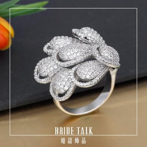 Bride Talk Luxury Honeybee Design Finger Rings Cubic Zirconia Stones Women Engagement Party Jewelry High Quality Birthday Gift