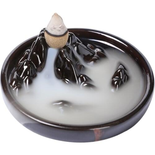 Newest Incense Holder Waterfall Ceramic Zen Garden Smoke Fountain Incense Burner Backflow Living Room Home Decoration for Gift