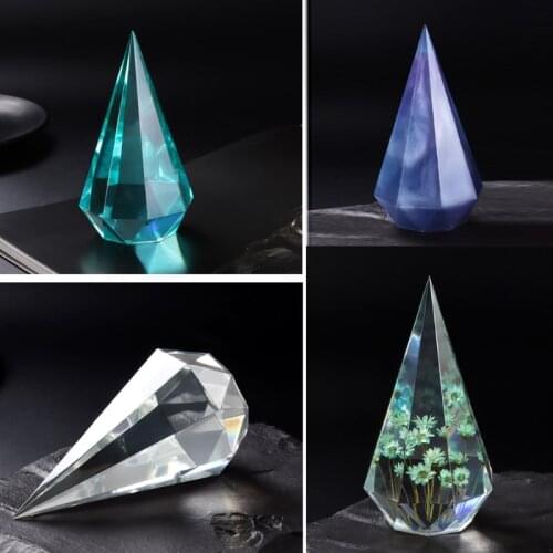 2021 New Diamond Cone Shape Candle Epoxy Resin Mold Home Decorations Silicone Mould DIY Crafts Jewelry Ornaments Casting Tool