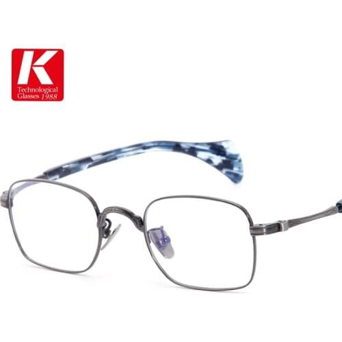 Pure Titanium Glasses Frame 2022 Men Small Square Optical Myopia Prescription Eyeglasses Women Handmade Acetate Business Eyewear