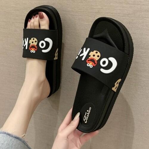 Summer Women Cute beetle Slippers Fashion Girls Flat Slides Shoes Thicken PVC Soled High Elastic Flip Flops Female Home Sandals