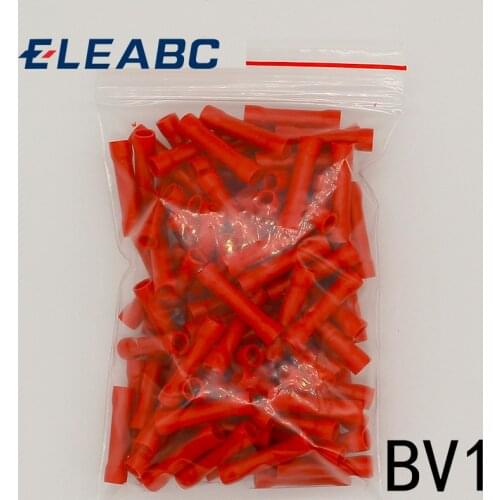 BV1 BV1.25 Full Insulating Wire Connector wire connector Butt Connectors Crimp Electrical Wire Splice Terminal 100PCS/Pack BV