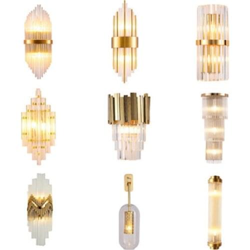 Modern crystal wall lamp gold sconce lights AC110V 220V fashion luxury lustre living room bedroom light fixtures