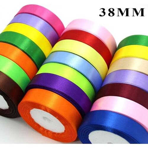 Hot Sale Grosgrain Ribbons Colorful Single Face Satin Ribbon Wedding Invitation Card Bow Tie DIY Handmade Rose Gift Packing 38MM