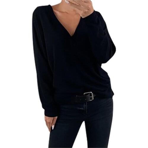 Hoodie Sweatshirt Women Fashion Solid V-neck Loose Long Sleeve Sweatshirt Pullover Sudaderas Con Capucha Vetement Femme 2021