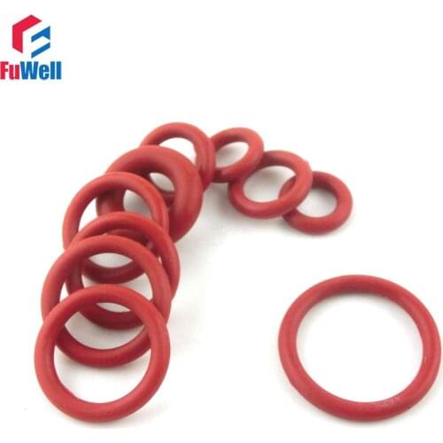 100pcs Red Silicon Rubber 1.9mm Thickness O Ring Seals Gasket 28/29/30/31/32/33/34/35/36/37/38mm OD O-ring Sealing Washer