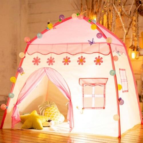 1.3M Large Children’s Tent wigwam Portable Kids Tents Tipi Indoor Princess Pink Flowers Castle Baby Play House Playtent Toys