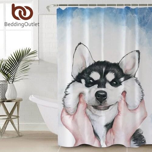 BeddingOutlet Husky Puppy Shower Curtain Watercolor Dog Polyester Waterproof salle de bain Bathroom Curtain With Hooks 180x180cm