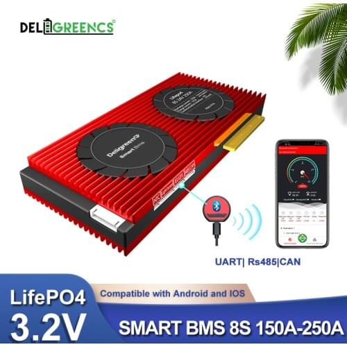 High current Smart BMS 8S 24V 150A 200A 250A Bluetooth App rs485 by PC for 3.2V rated Lifepo4 BMS with NTC