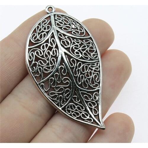 WYSIWYG 3pcs 57x31mm 3 Colors Antique Gold Antique Silver Color Antique Bronze Big Filigree Leaf Pendant Big Leaf Pendant Charms