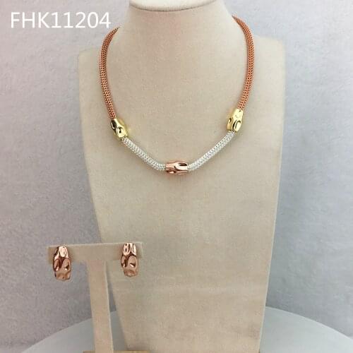 Yuminglai Dubai Jewelry Sets Simple Jewelry for Women Necklace with Earrings FHK11204