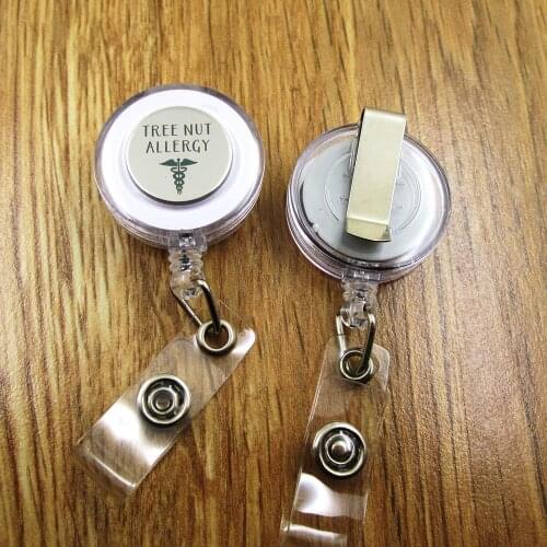 Tree Nut Allergy ID Badge Reel for Docter Nurse Teacher Student retractable recoil id badge holder work fun