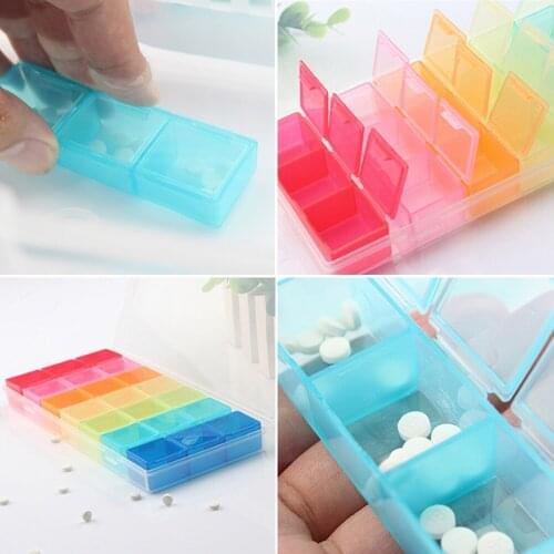 1PCS 7 Day Pill Medicine Tablet pillbox Dispenser Organizer Case with 21 compartments pill box container for medicines