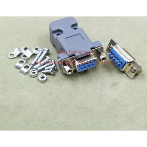 10pcs/lot) RS232 Parallel Serial Port DB9 9 Pin D Sub Female Front With Nuts Solder Connector + Plastic Shell Cover