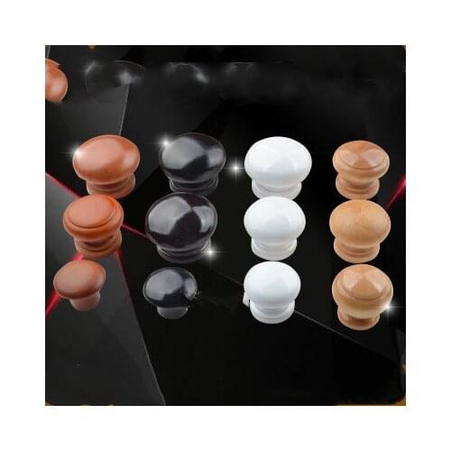 10 pieces Solid wood cabinet handle door round cabinet drawer wardrobe handle small handle single hole wood