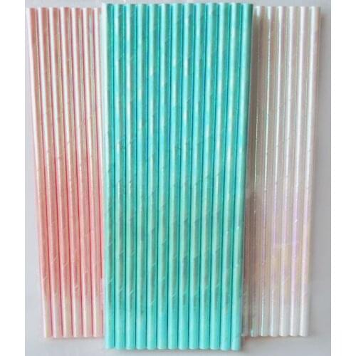 10000pcs Disposable Pearl Rainbow Iridescent Paper Straws High Quality Wedding Birthday Party Drinking Straw ZA6790