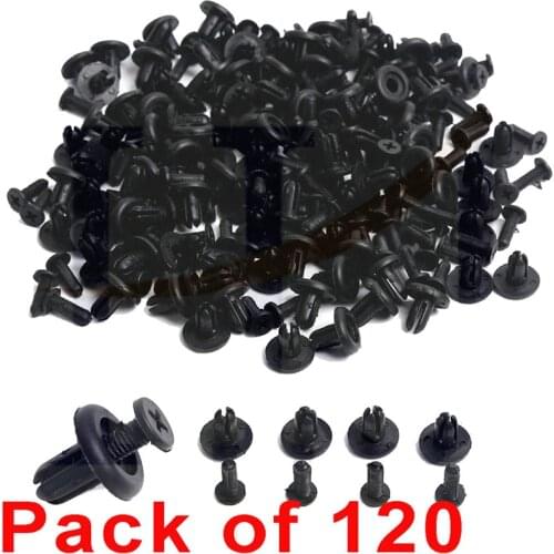 120Pcs 8mm Car Hole Plastic Rivets Fastener Fender Bumper Push Pin Clips Clip