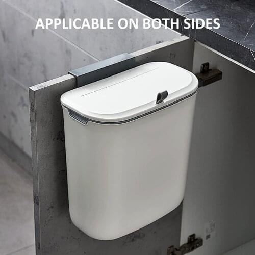 2.5 Gallon Hanging Trash Can with Lid, Kitchen Cabinet Door Under Sink Plastic Garbage Can Compost Bin Wall Mounted