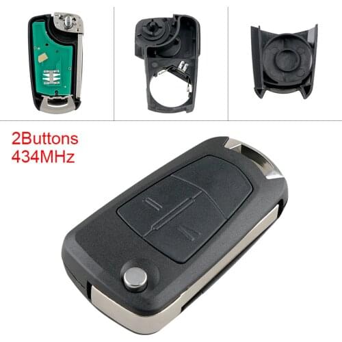 433MHz Black 2 Buttons Keyless Uncut Flip Car Remote Key Fob PCF7941 Chip and Battery for Opel (vauxhall) Corsa D 2007-2012