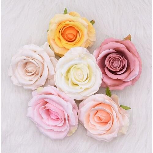 5pcs 10cm Artificial Flower Rose Wedding Silk Flower Heads Home Decoration Valentines Day Fake Flowers DIY Scrapbooking Supplies